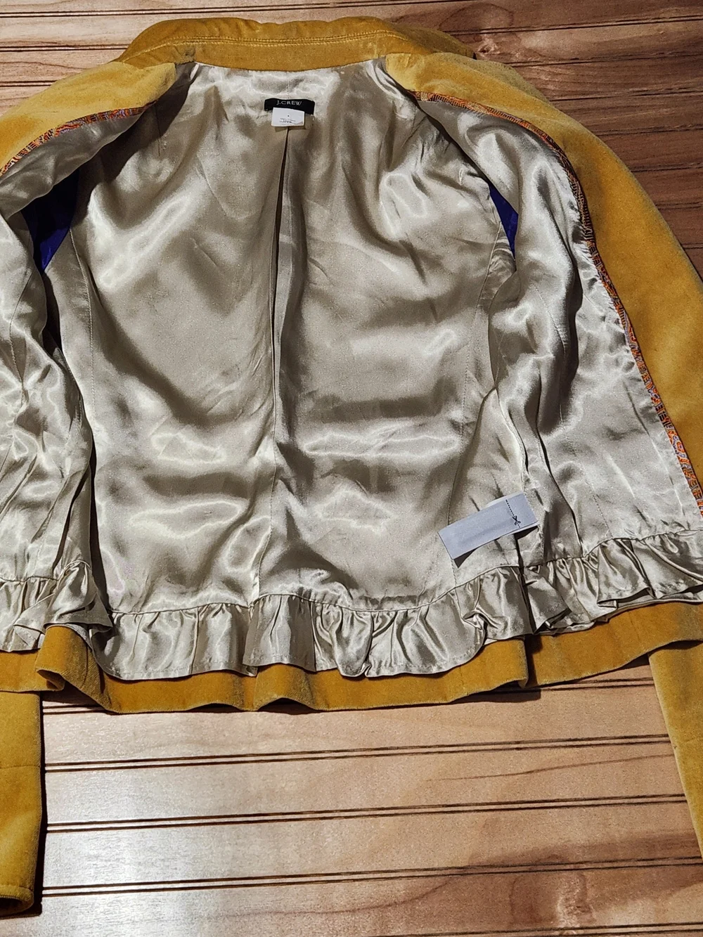 J.Crew Mustard Yellow Velvet Blazer Tailored Women Sz 4 Equestrian Old Money